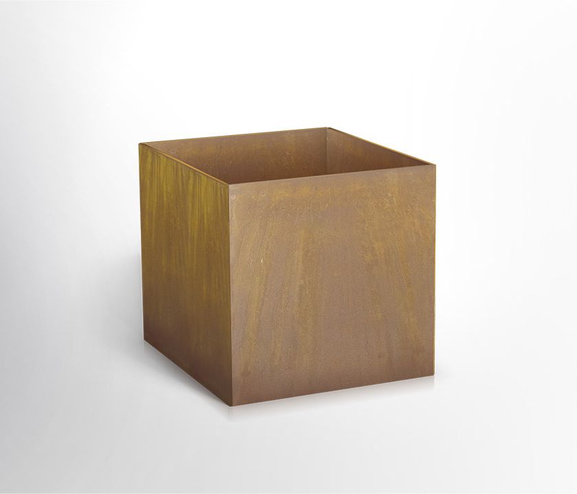 Escamétal - Accessoires et décorations - Pot en acier Corten de forme carrée