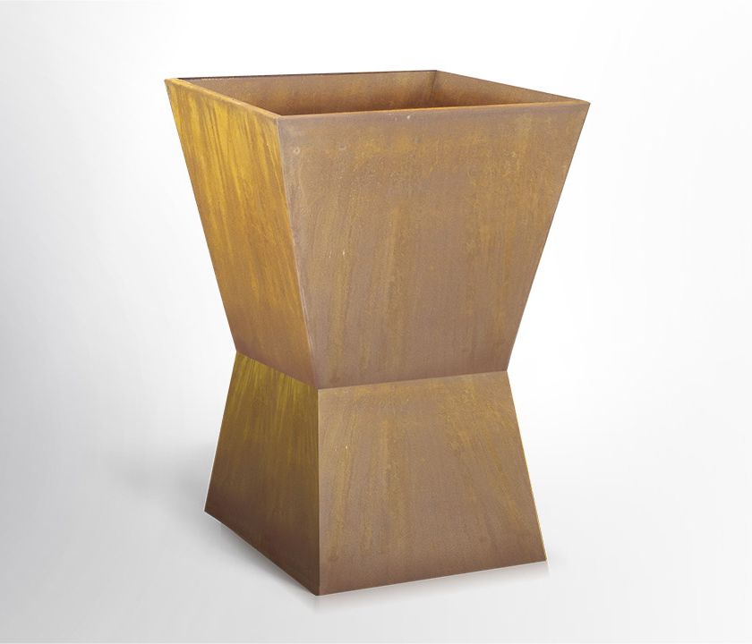 Escam&eacute;tal - Accessoires et d&eacute;corations - Pot en acier Corten de forme sur mesure