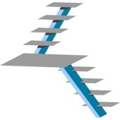 Escalier &agrave; limon central - Forme 2/4 plateforme