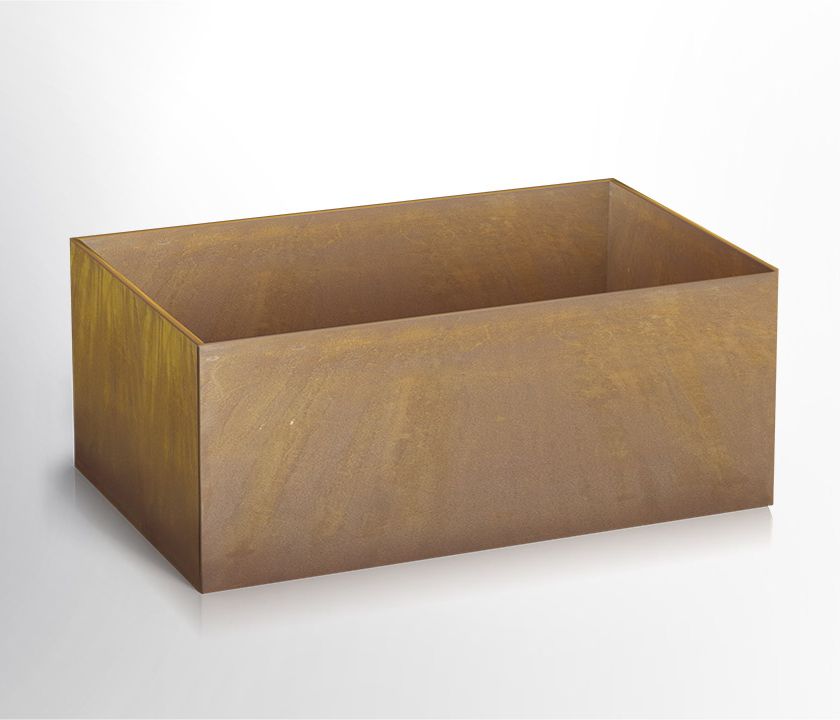 Escam&eacute;tal - Accessoires et d&eacute;corations - Pot en acier Corten de forme rectangle